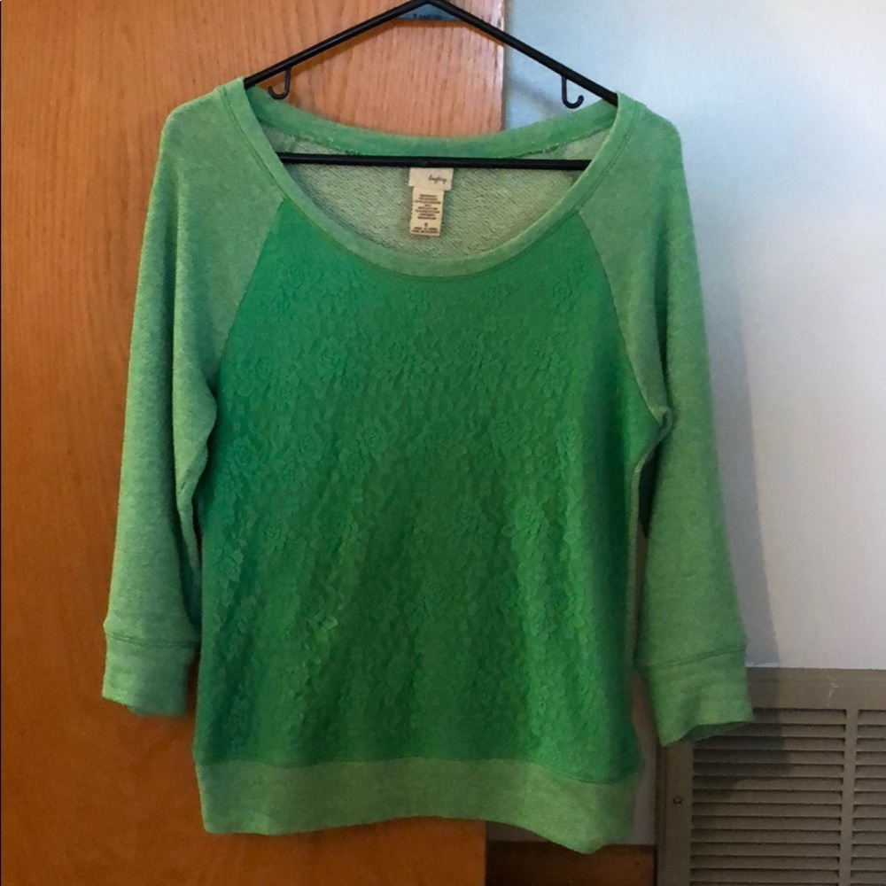 Buckle Green 3/4 Sleeve Sweater